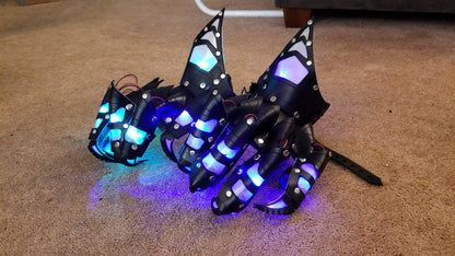 Dragon Leather Articulated Claws and Bracers with Glowing LEDs