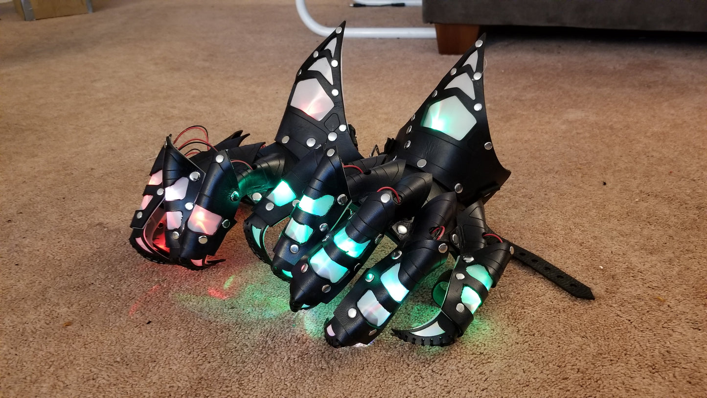 Dragon Leather Articulated Claws and Bracers with Glowing LEDs