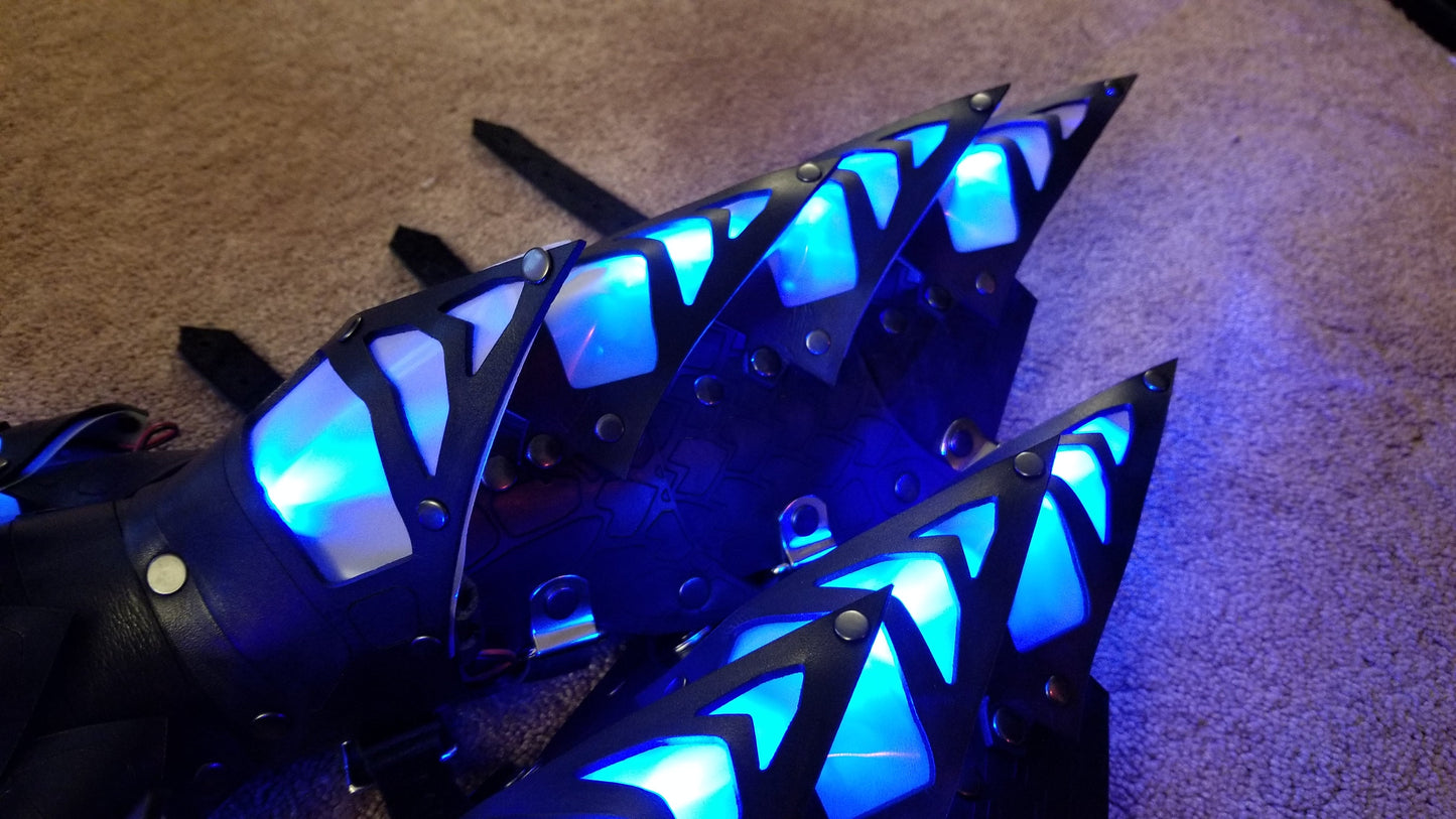 Dragon Leather Articulated Claws and Bracers with Glowing LEDs