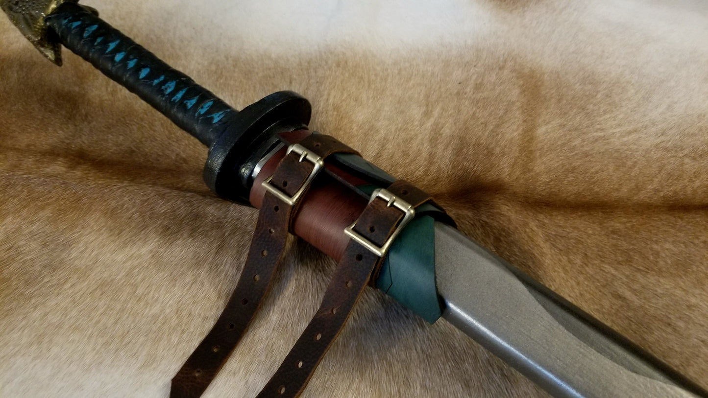 Adjustable Leather Vertical Upright Straight Sword Sheath Scabbard Holster