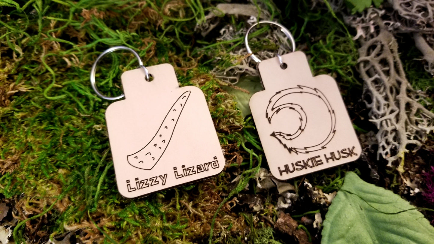 Animal Furry Tails & Funny Nick Names Leather Keychains Fobs