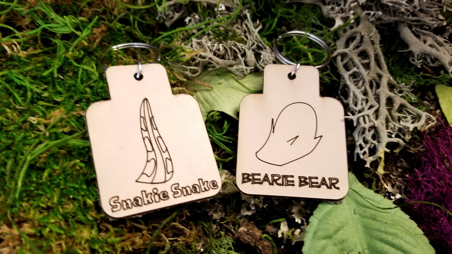 Animal Furry Tails & Funny Nick Names Leather Keychains Fobs