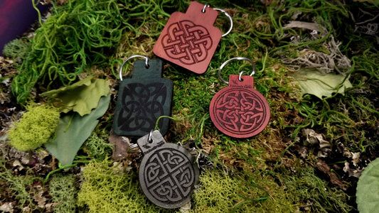 Various Leather Keychains Fobs, Celtic Knot Collection