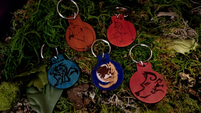 Various Leather Keychains Fobs, Animal Collection