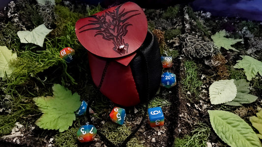 Small Leather Dragon Head Dice Bag GLOW in the DARK