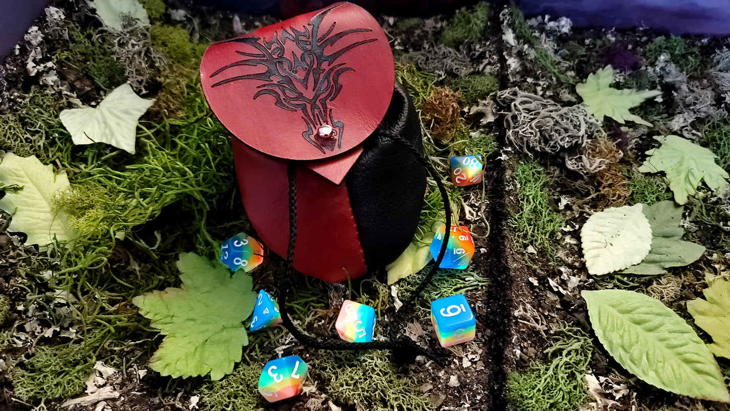 Small Leather Dragon Head Dice Bag GLOW in the DARK