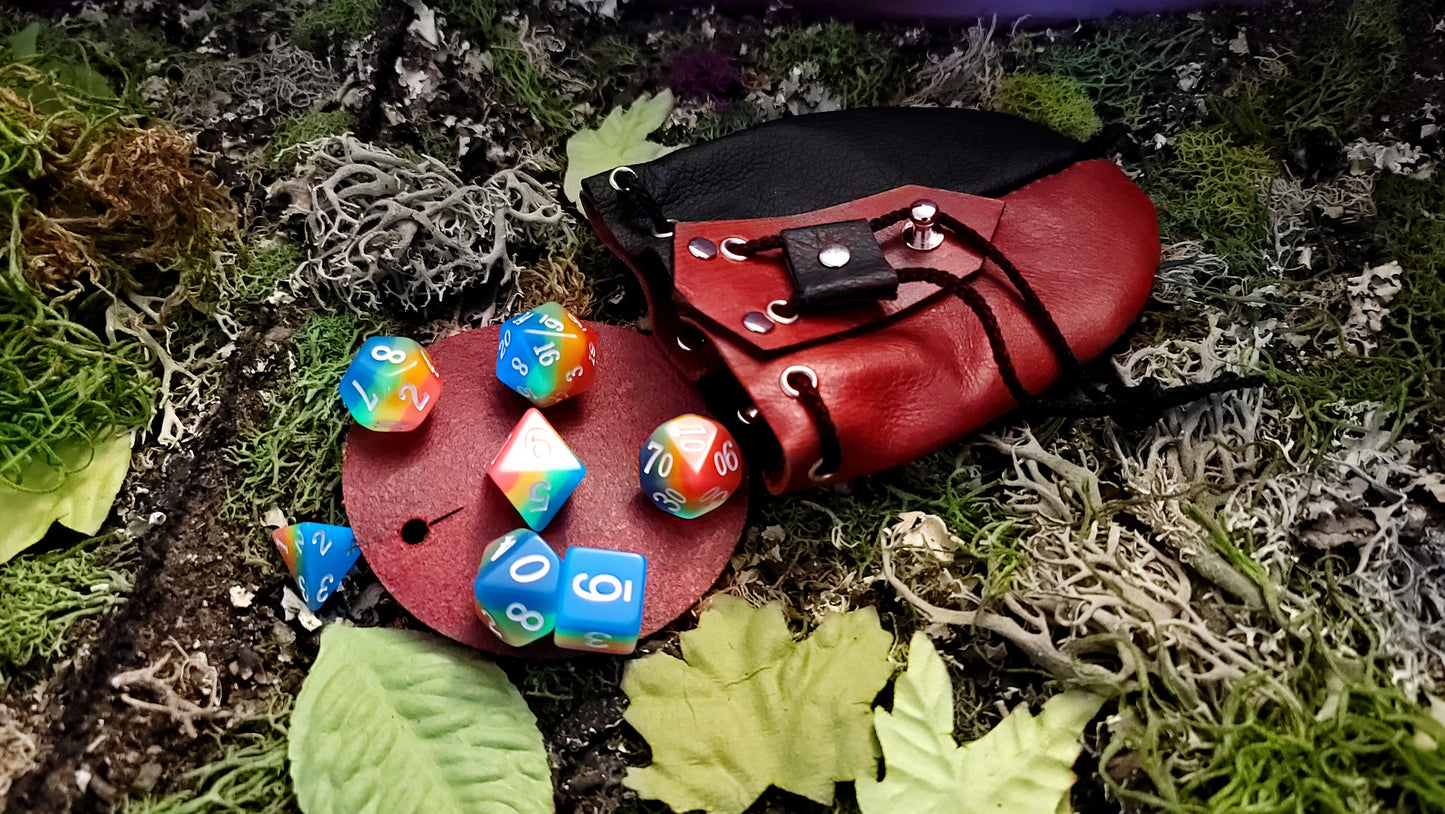 Small Leather Dragon Head Dice Bag GLOW in the DARK