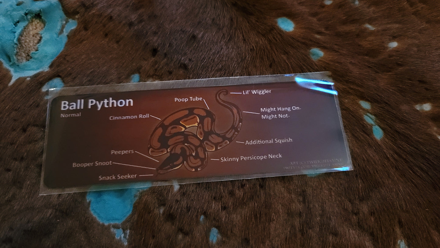 Metal Aluminum Bookmark Prints, Anatomy of a Ball Python