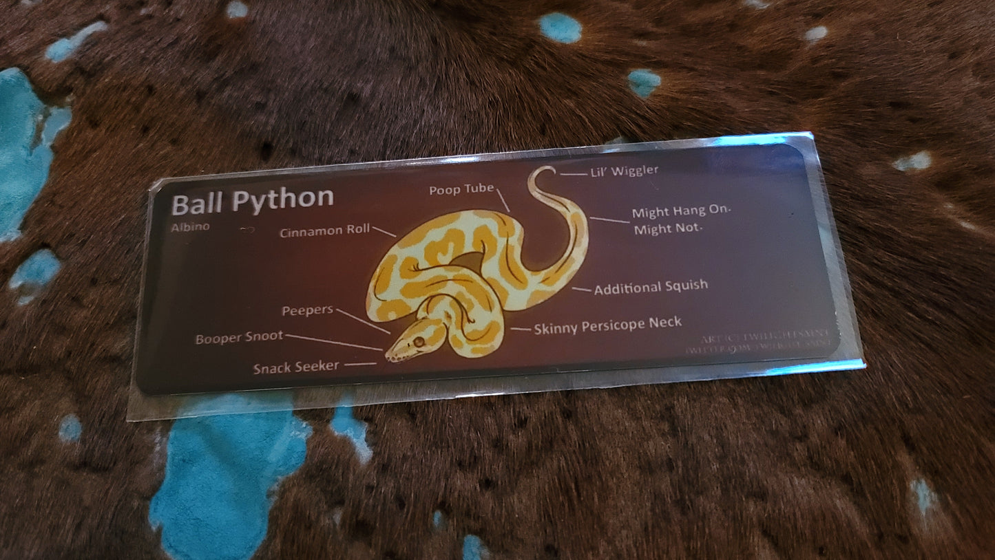 Metal Aluminum Bookmark Prints, Anatomy of a Ball Python