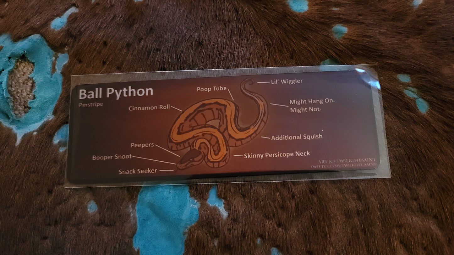 Metal Aluminum Bookmark Prints, Anatomy of a Ball Python