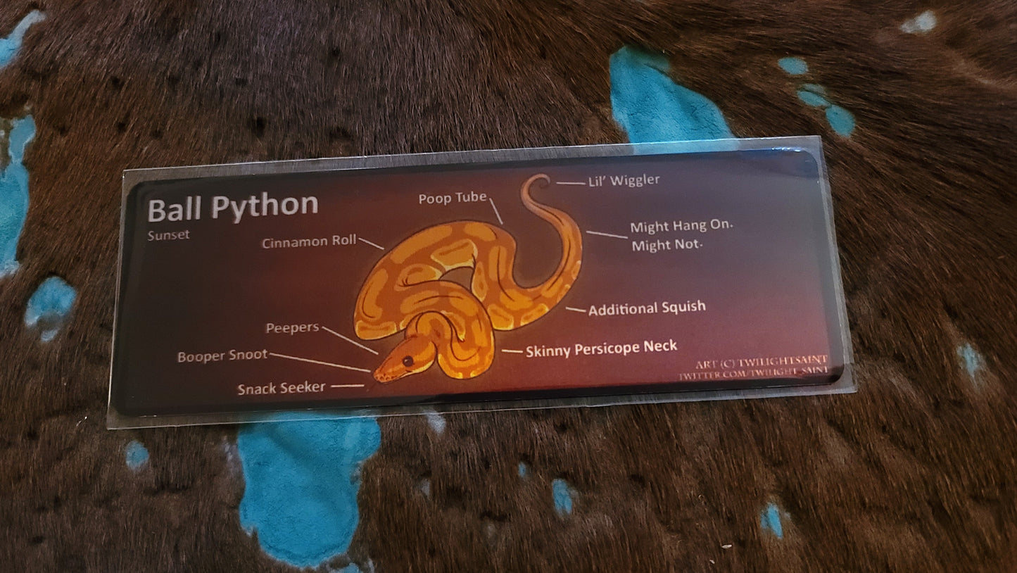 Metal Aluminum Bookmark Prints, Anatomy of a Ball Python