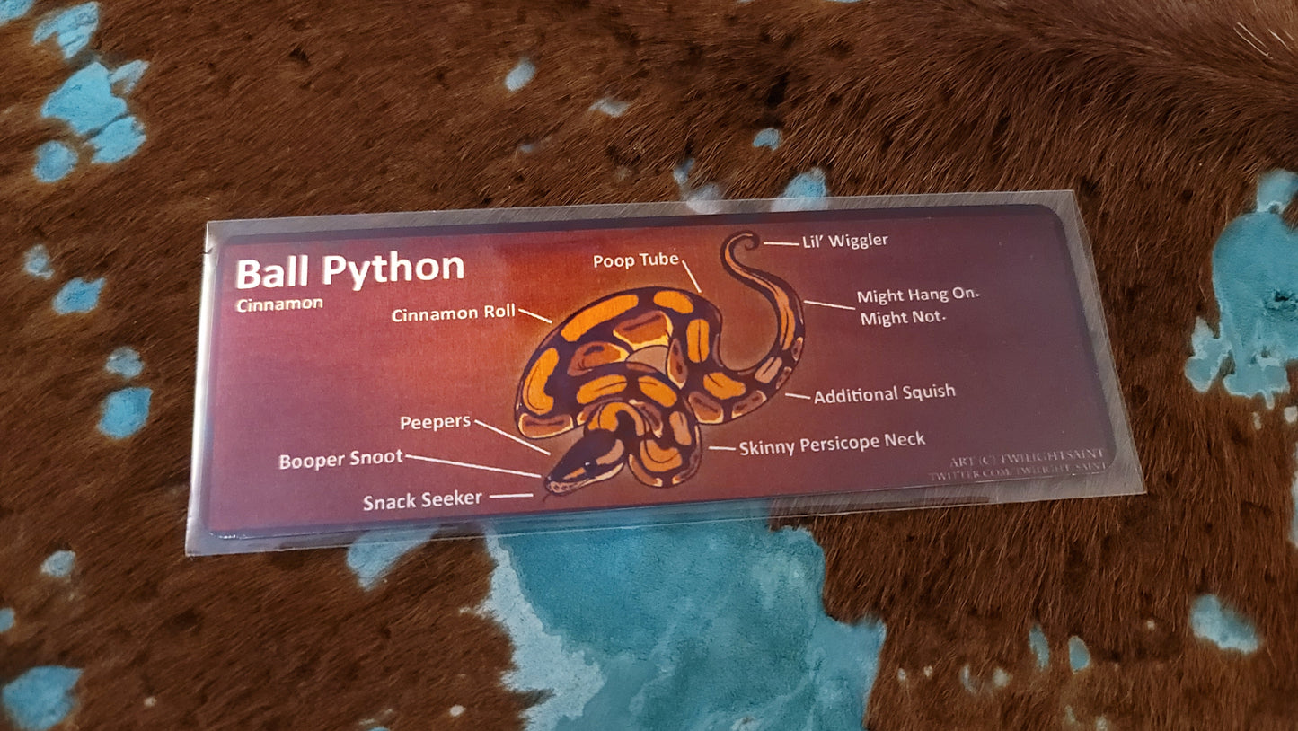Metal Aluminum Bookmark Prints, Anatomy of a Ball Python