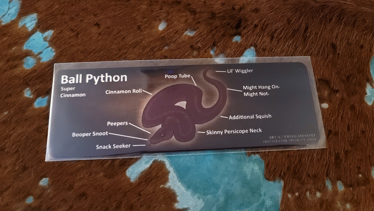 Metal Aluminum Bookmark Prints, Anatomy of a Ball Python