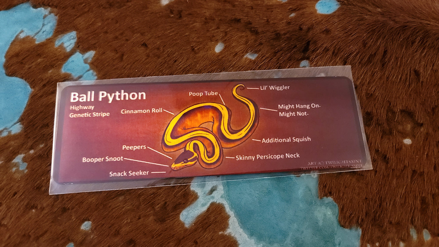 Metal Aluminum Bookmark Prints, Anatomy of a Ball Python
