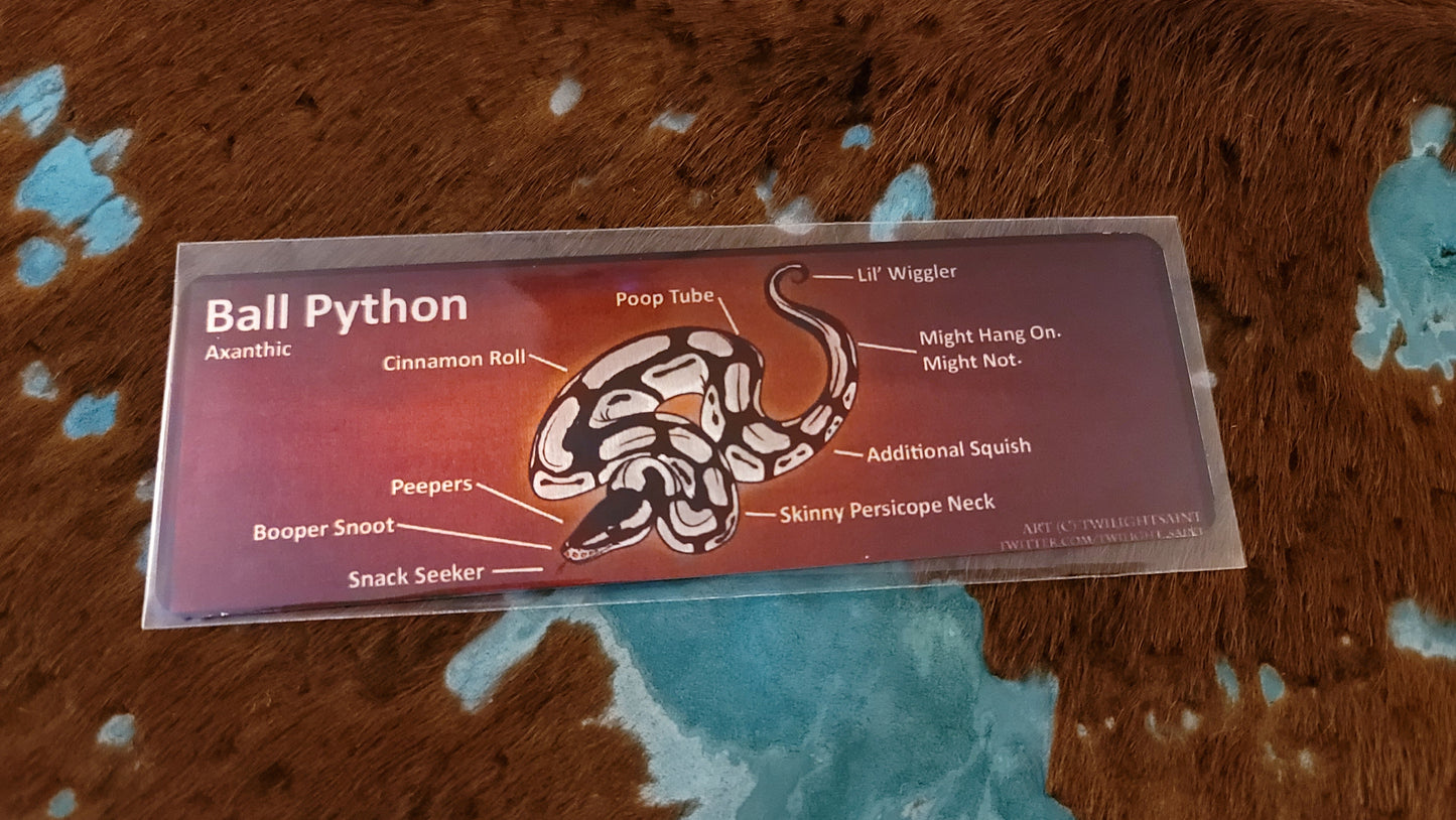 Metal Aluminum Bookmark Prints, Anatomy of a Ball Python
