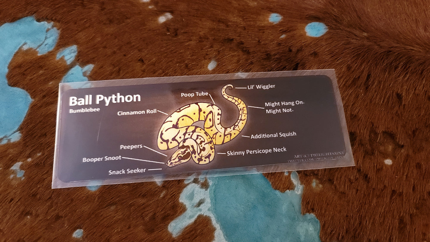 Metal Aluminum Bookmark Prints, Anatomy of a Ball Python