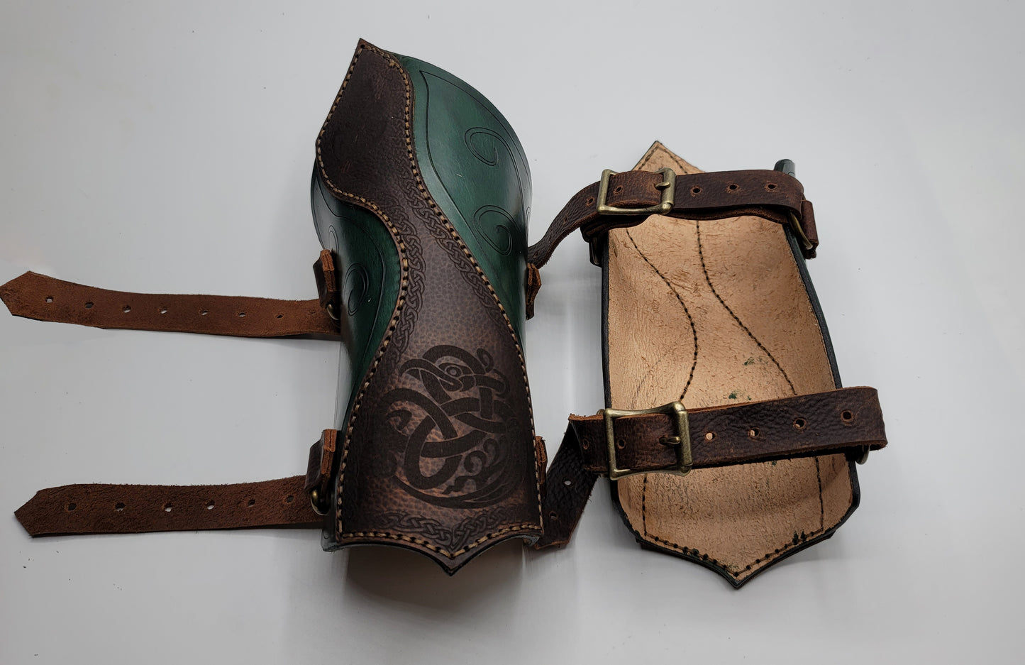 Leather Celtic Elf Elvin Bracers, Arm Guards Gauntlets