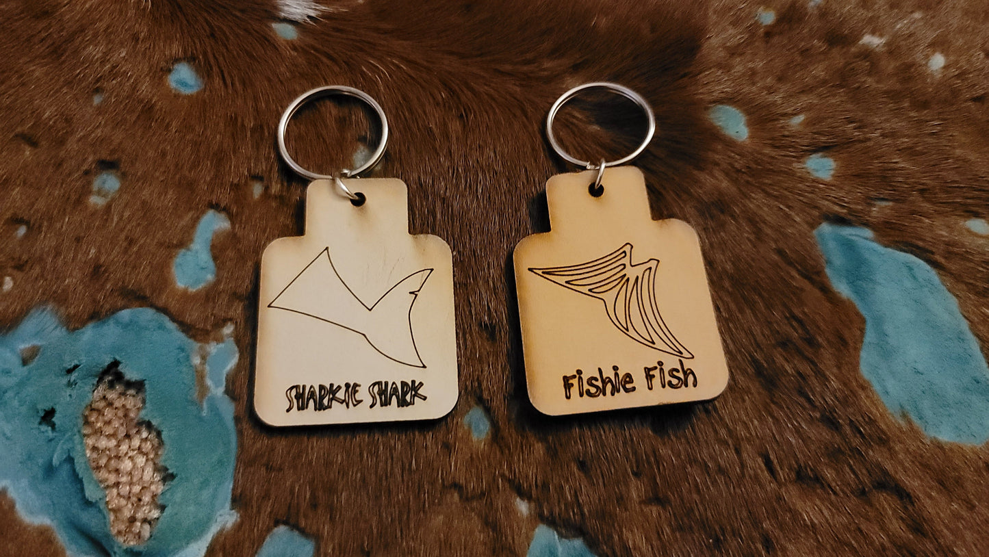 Animal Furry Tails & Funny Nick Names Leather Keychains Fobs