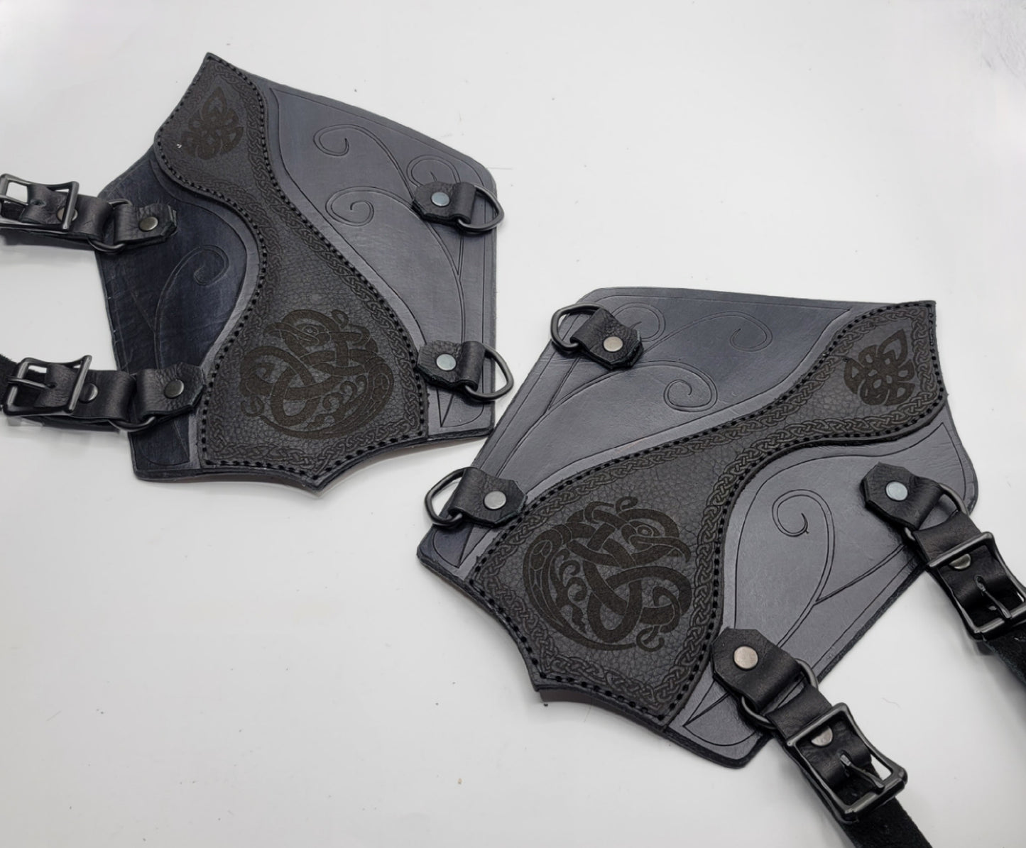 Leather Celtic Elf Elvin Bracers, Arm Guards Gauntlets