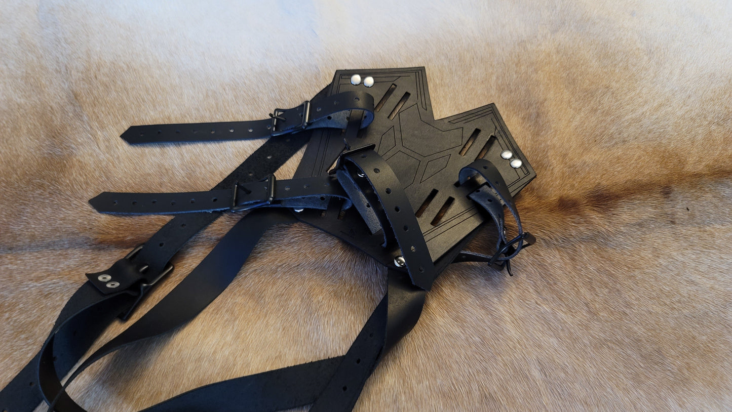 Leather Sword Sheath Scabbard Behind the Back Dual Double Back Carry Holder