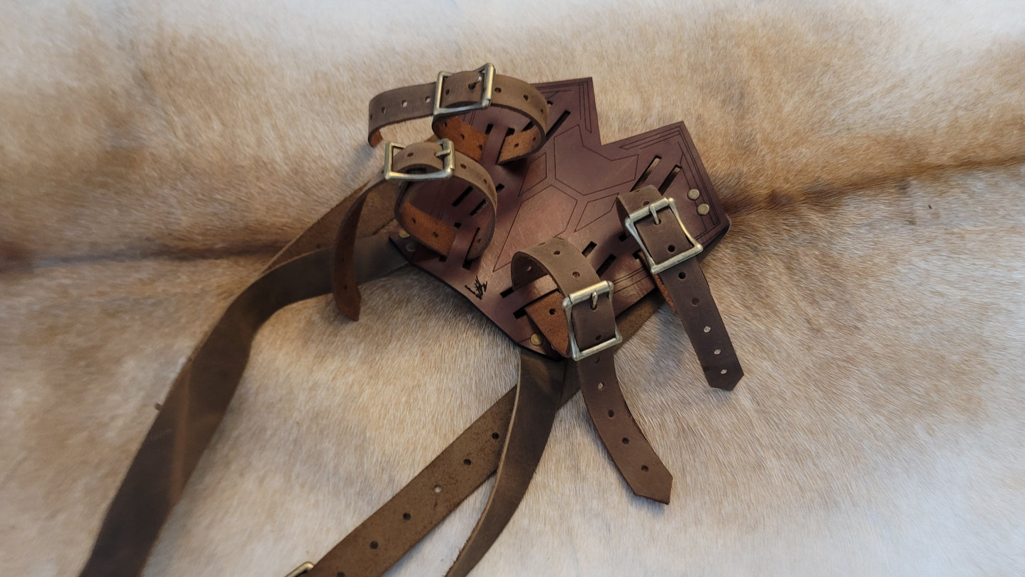 Leather Sword Sheath Scabbard Behind the Back Dual Double Back Carry Holder