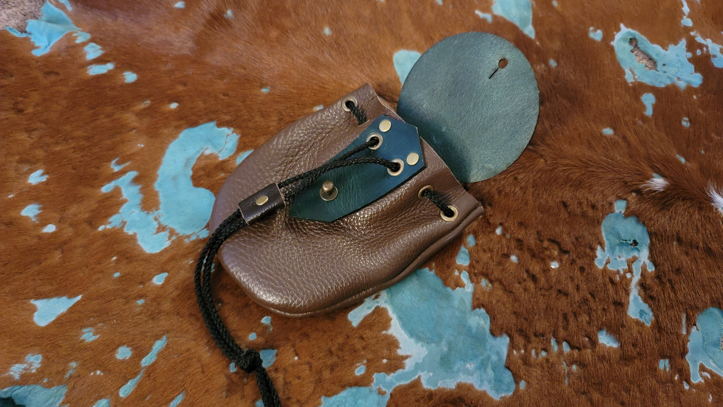 Small Celtic Dragon Leather Dice Bag GLOW in the DARK