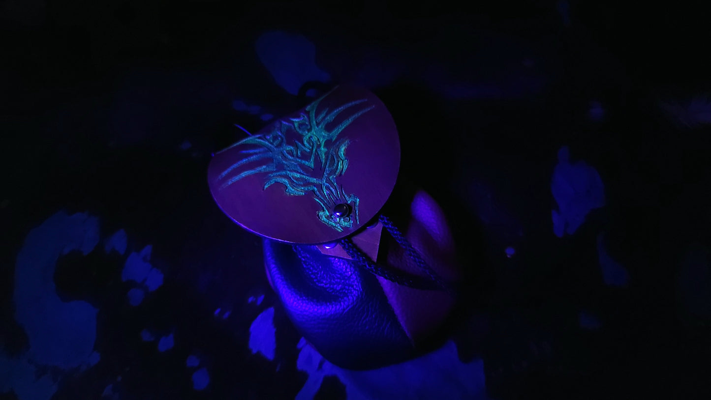 Small Leather Dragon Head Dice Bag GLOW in the DARK