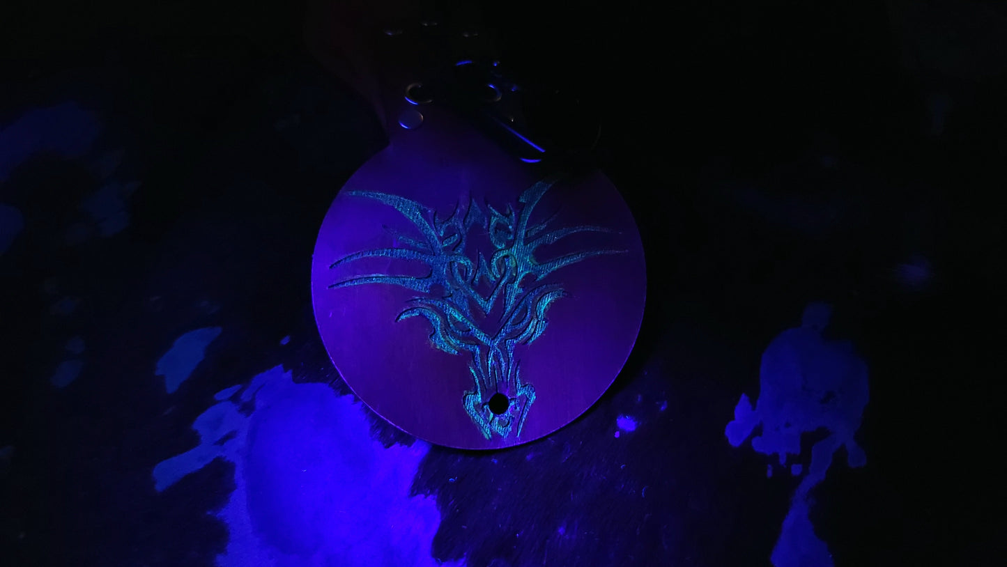 Small Leather Dragon Head Dice Bag GLOW in the DARK