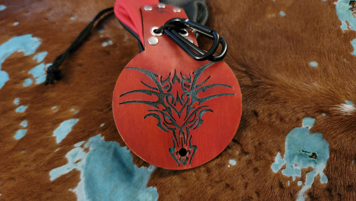 Small Leather Dragon Head Dice Bag GLOW in the DARK