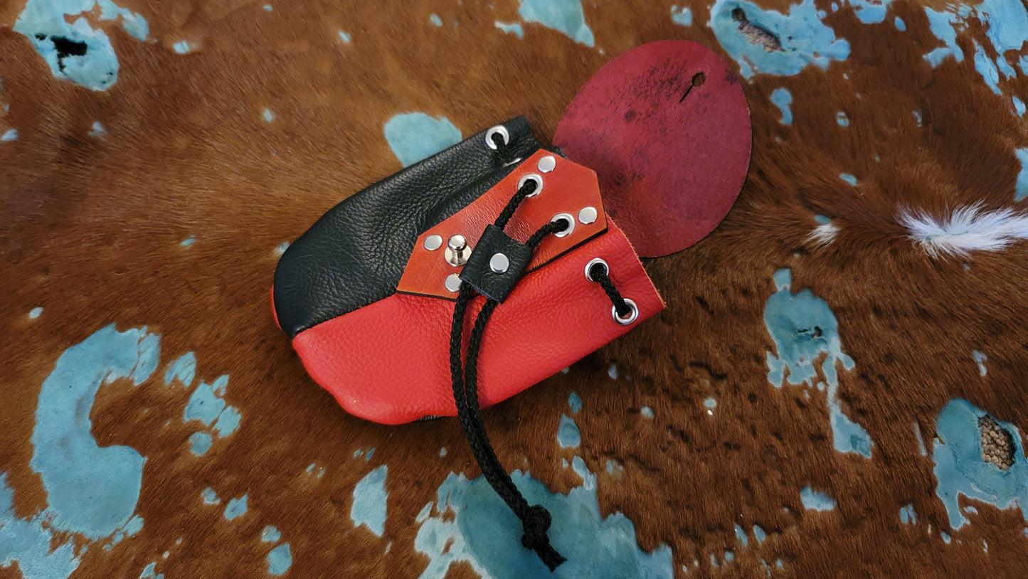 Small Leather Dragon Head Dice Bag GLOW in the DARK