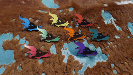 Furry Dragon Head UV GLOW Leather Pins Lapel