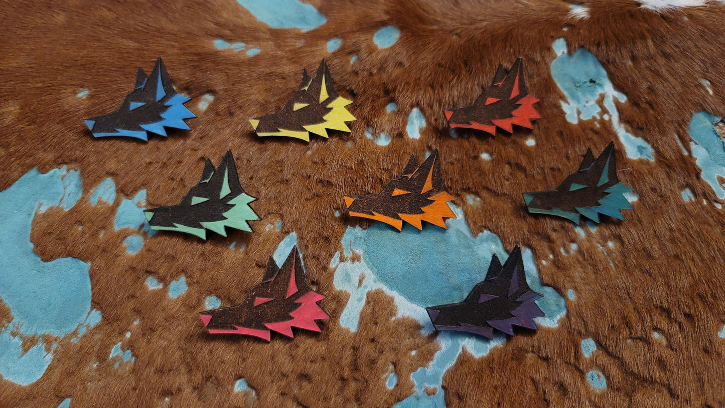 Reverse Color Fox Head UV GLOW Leather Pins Lapel