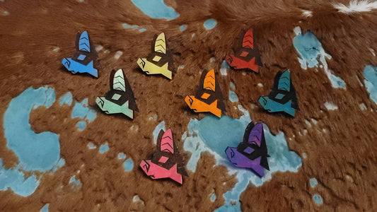Furry Bat Head UV GLOW Leather Pins Lapel