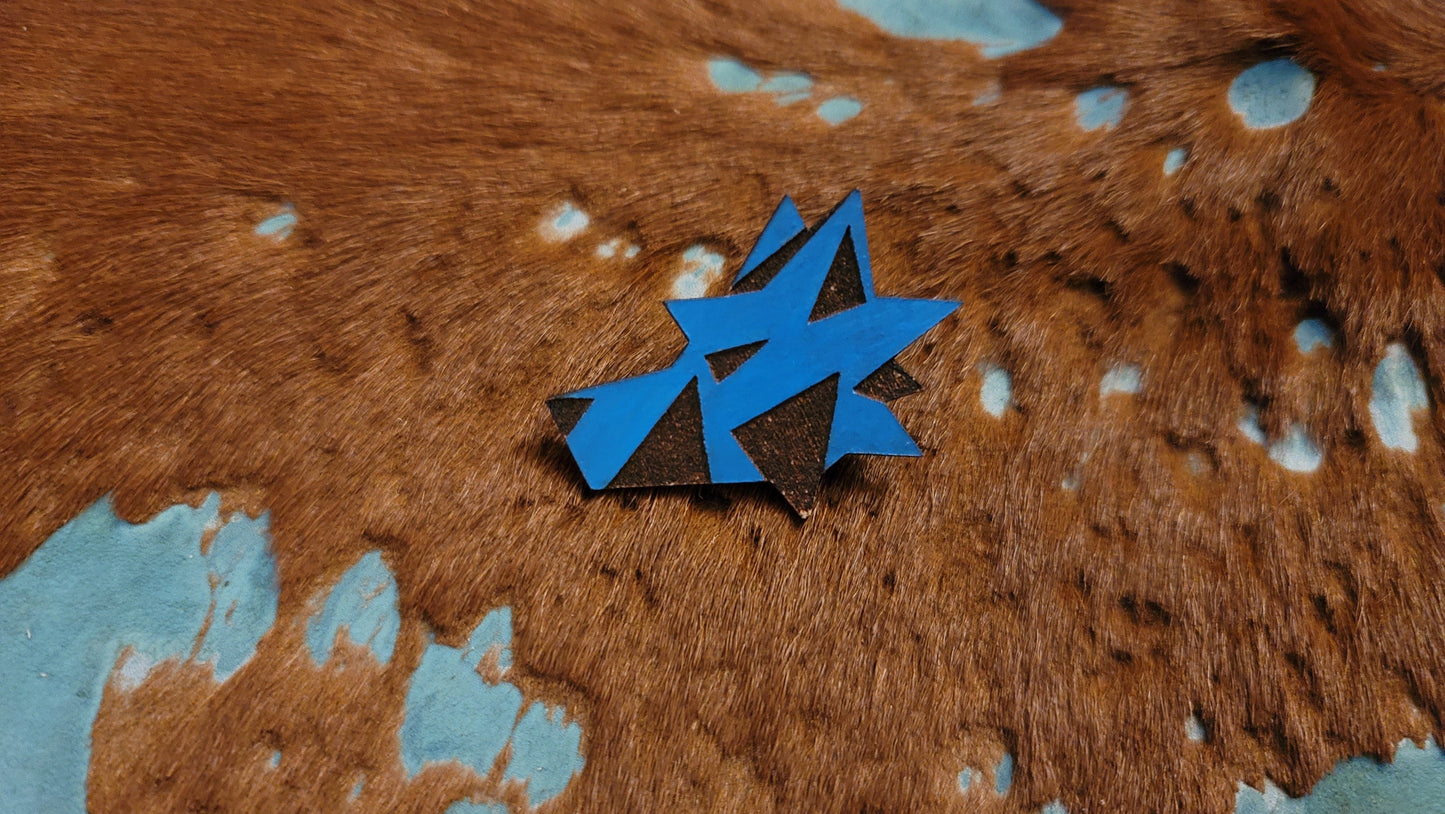 Furry Wolf Head UV GLOW Leather Pins Lapel