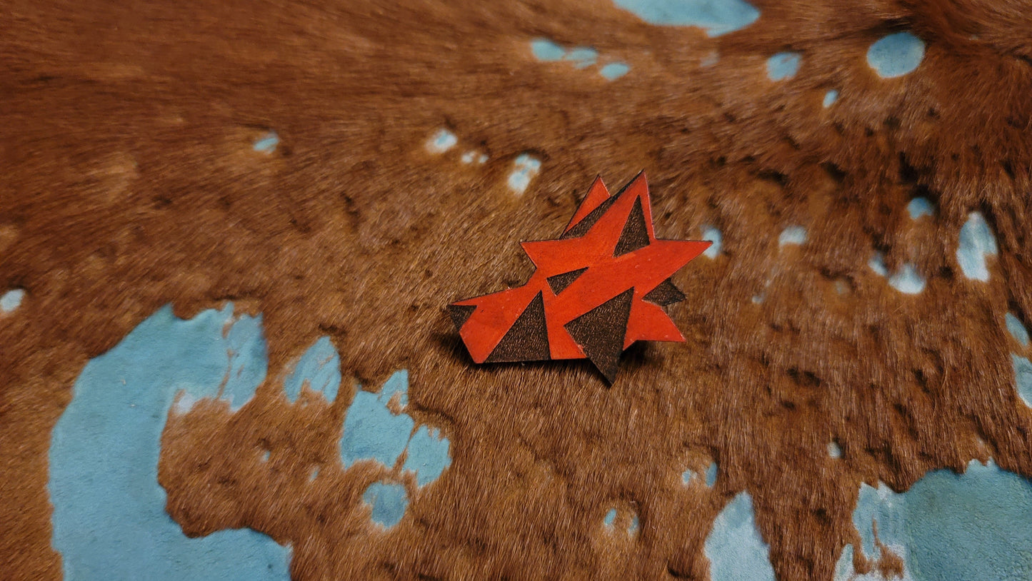 Furry Wolf Head UV GLOW Leather Pins Lapel