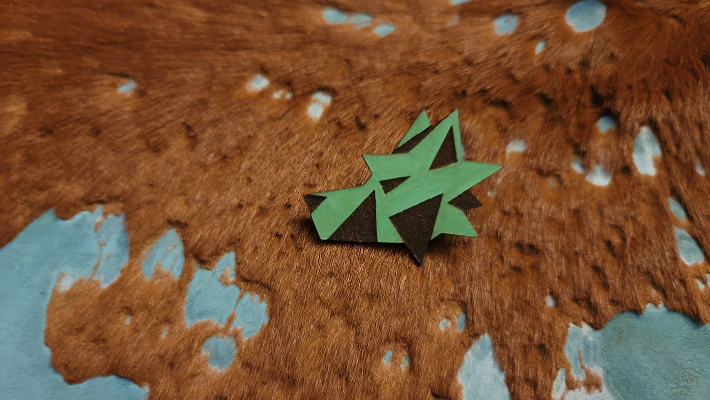 Furry Wolf Head UV GLOW Leather Pins Lapel