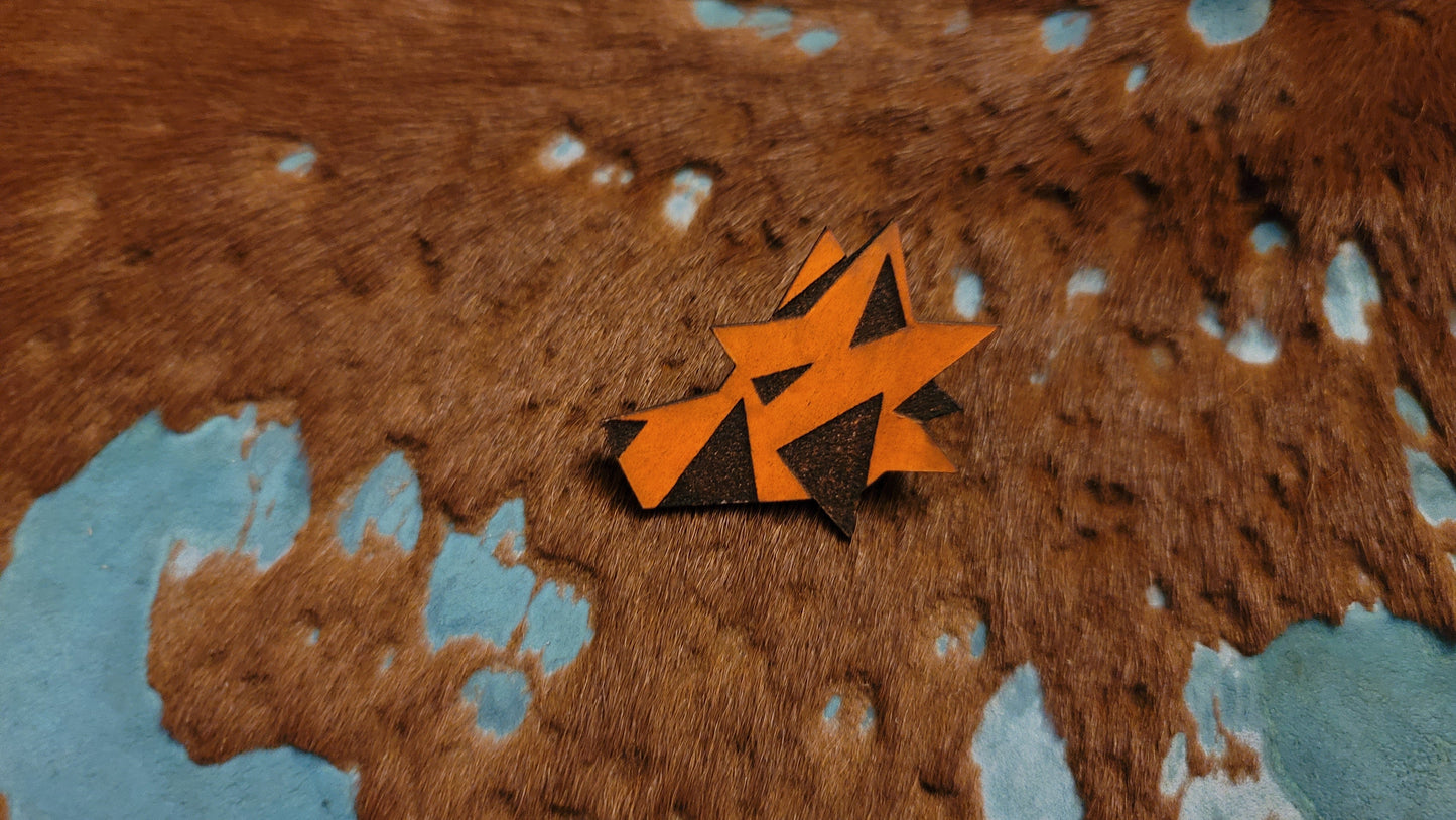 Furry Wolf Head UV GLOW Leather Pins Lapel