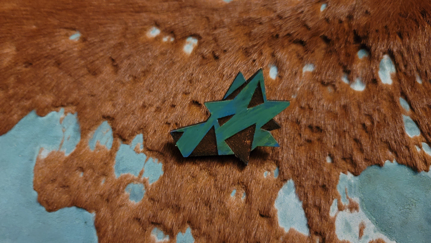 Furry Wolf Head UV GLOW Leather Pins Lapel