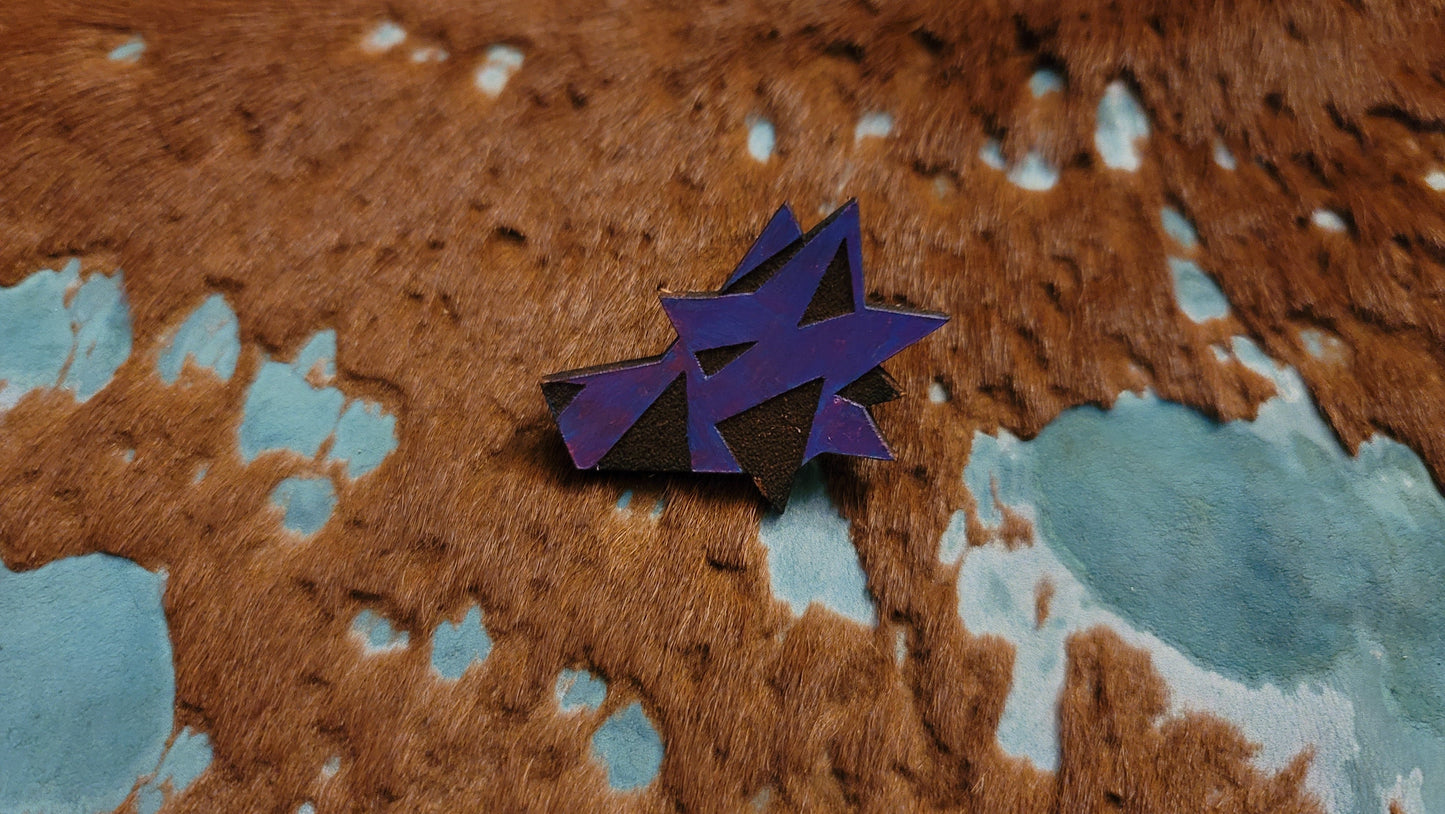 Furry Wolf Head UV GLOW Leather Pins Lapel