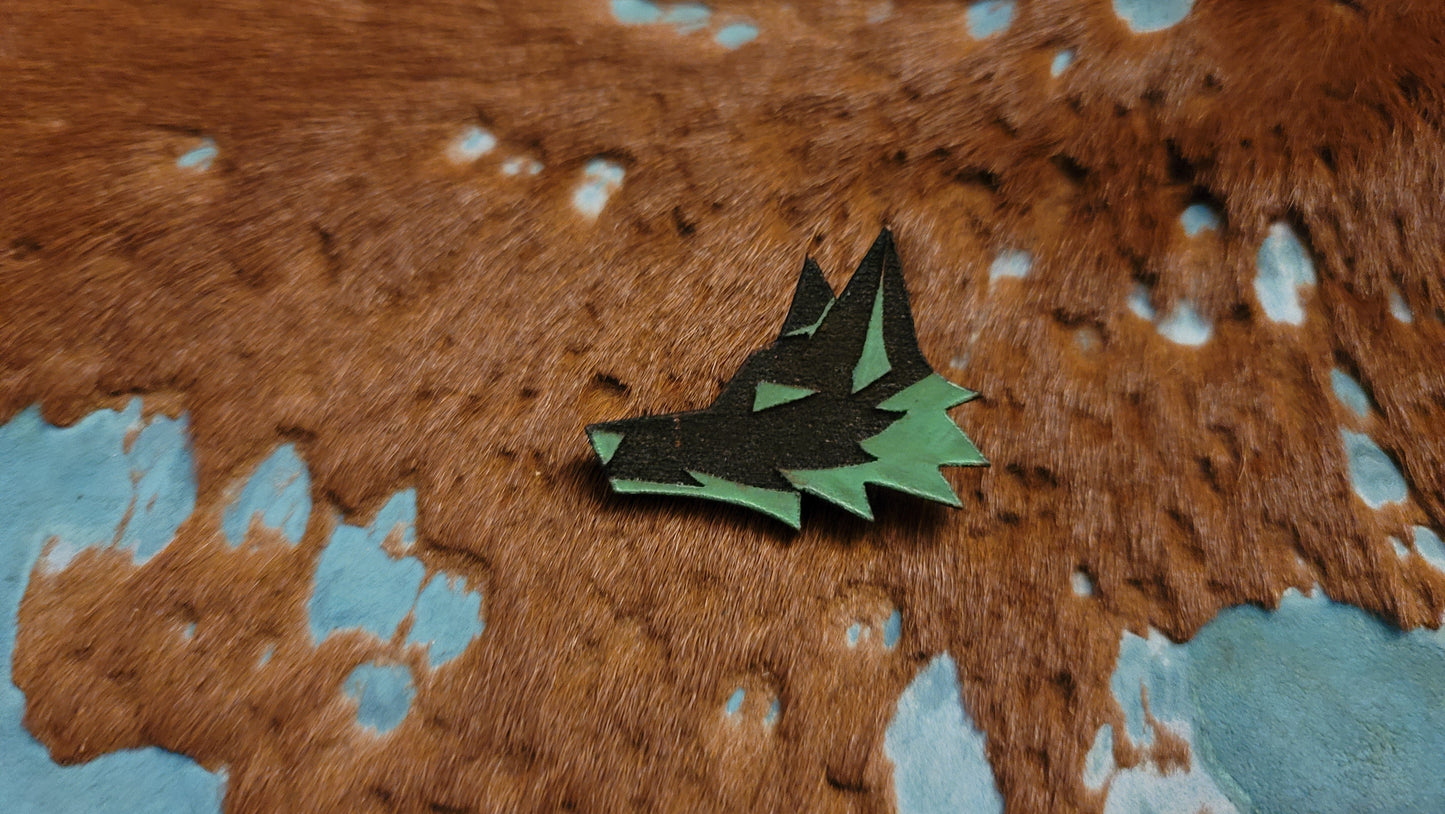 Reverse Color Fox Head UV GLOW Leather Pins Lapel