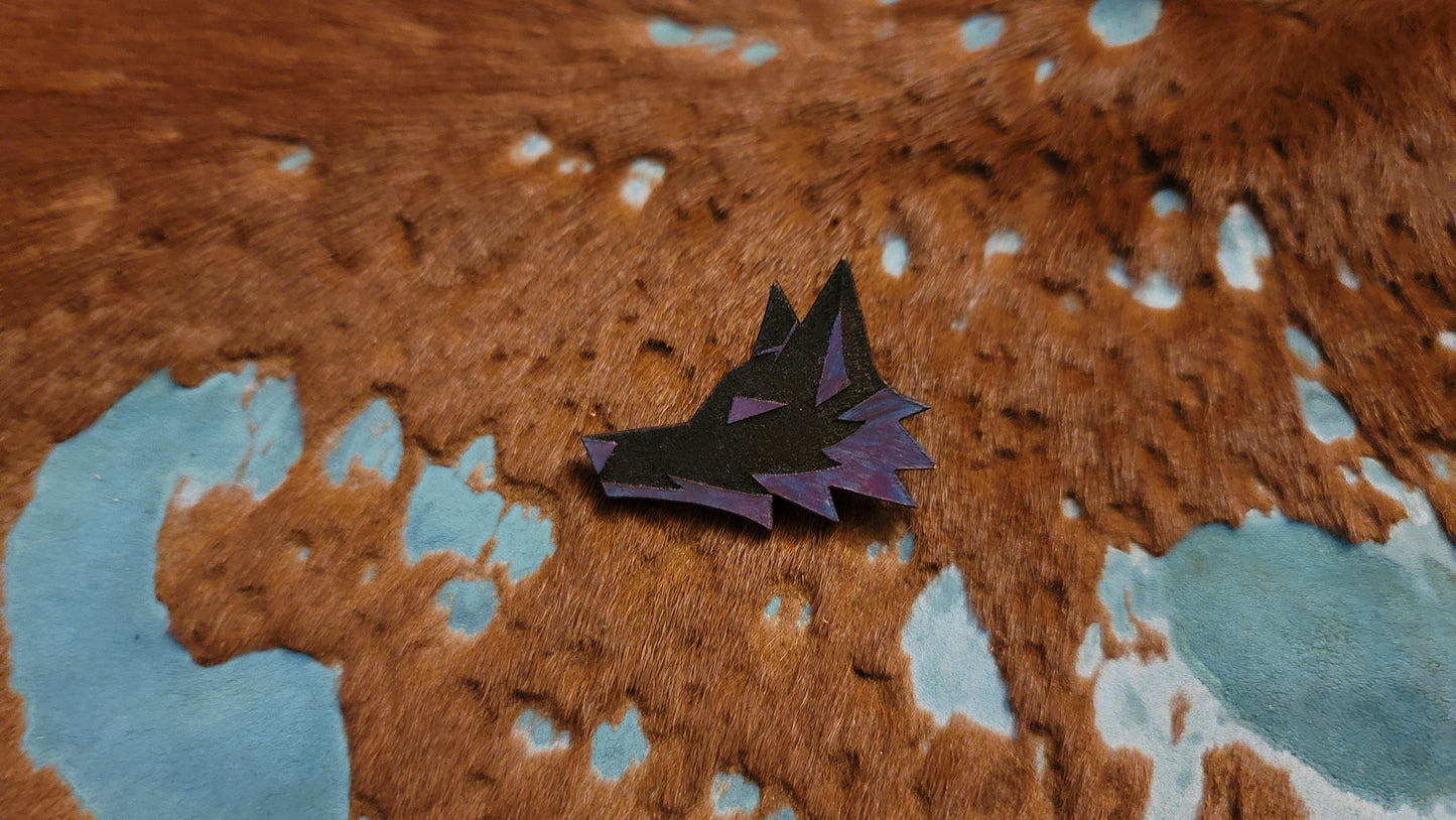 Reverse Color Fox Head UV GLOW Leather Pins Lapel