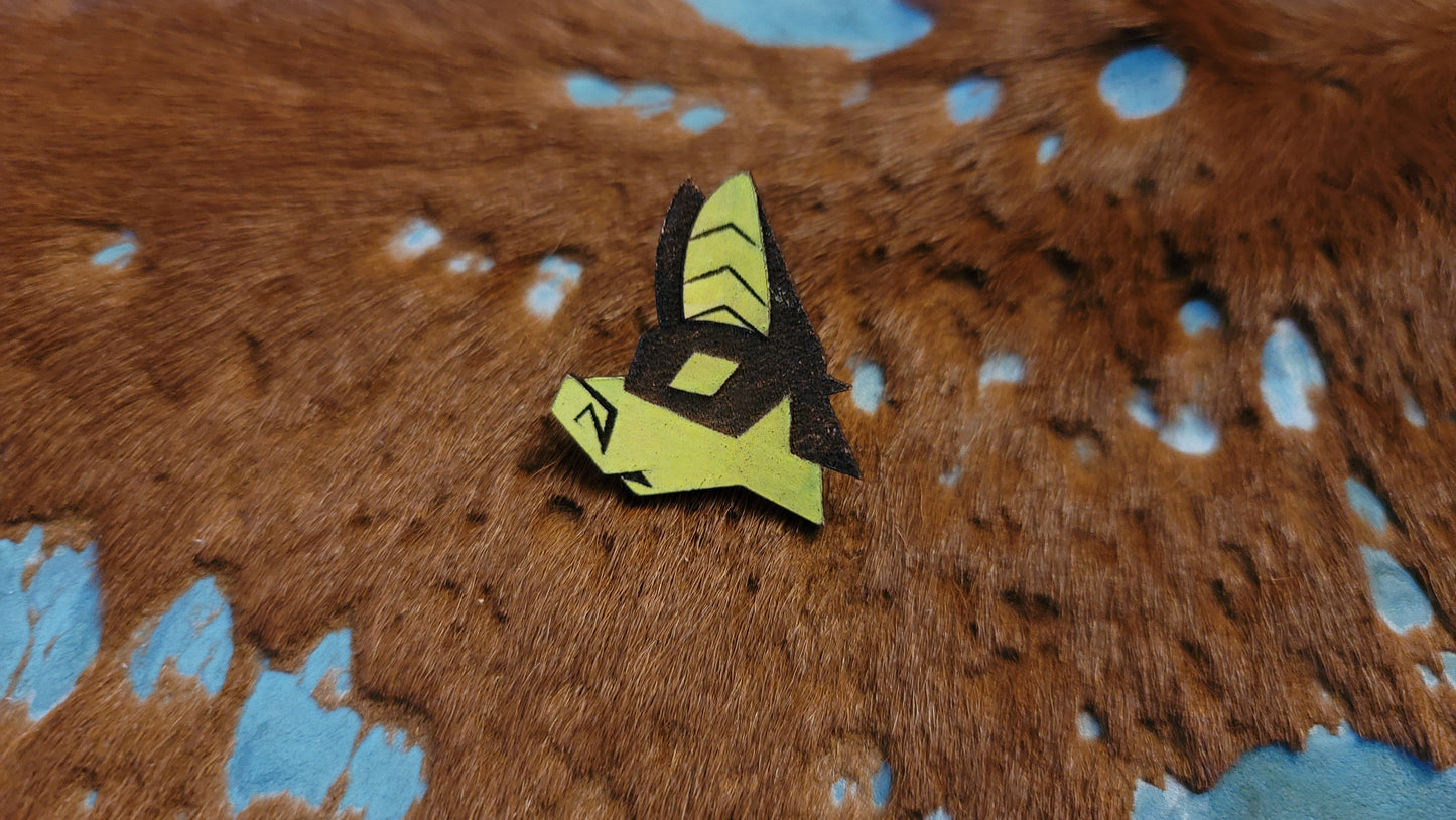 Furry Bat Head UV GLOW Leather Pins Lapel