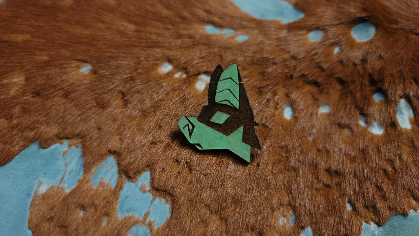 Furry Bat Head UV GLOW Leather Pins Lapel