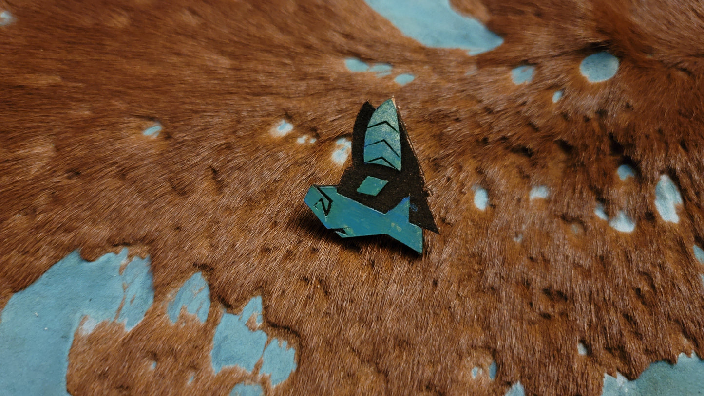 Furry Bat Head UV GLOW Leather Pins Lapel