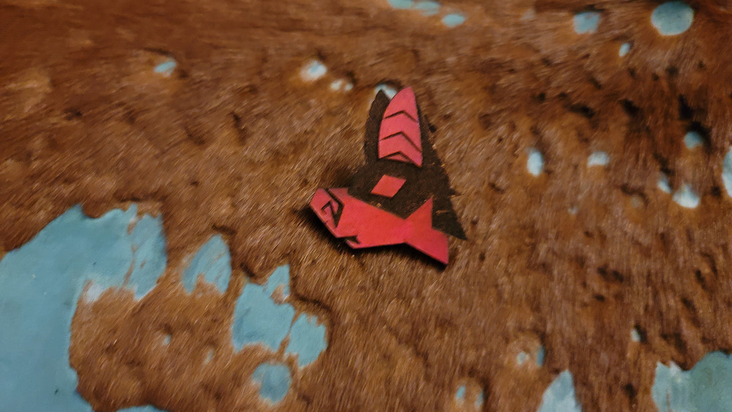 Furry Bat Head UV GLOW Leather Pins Lapel