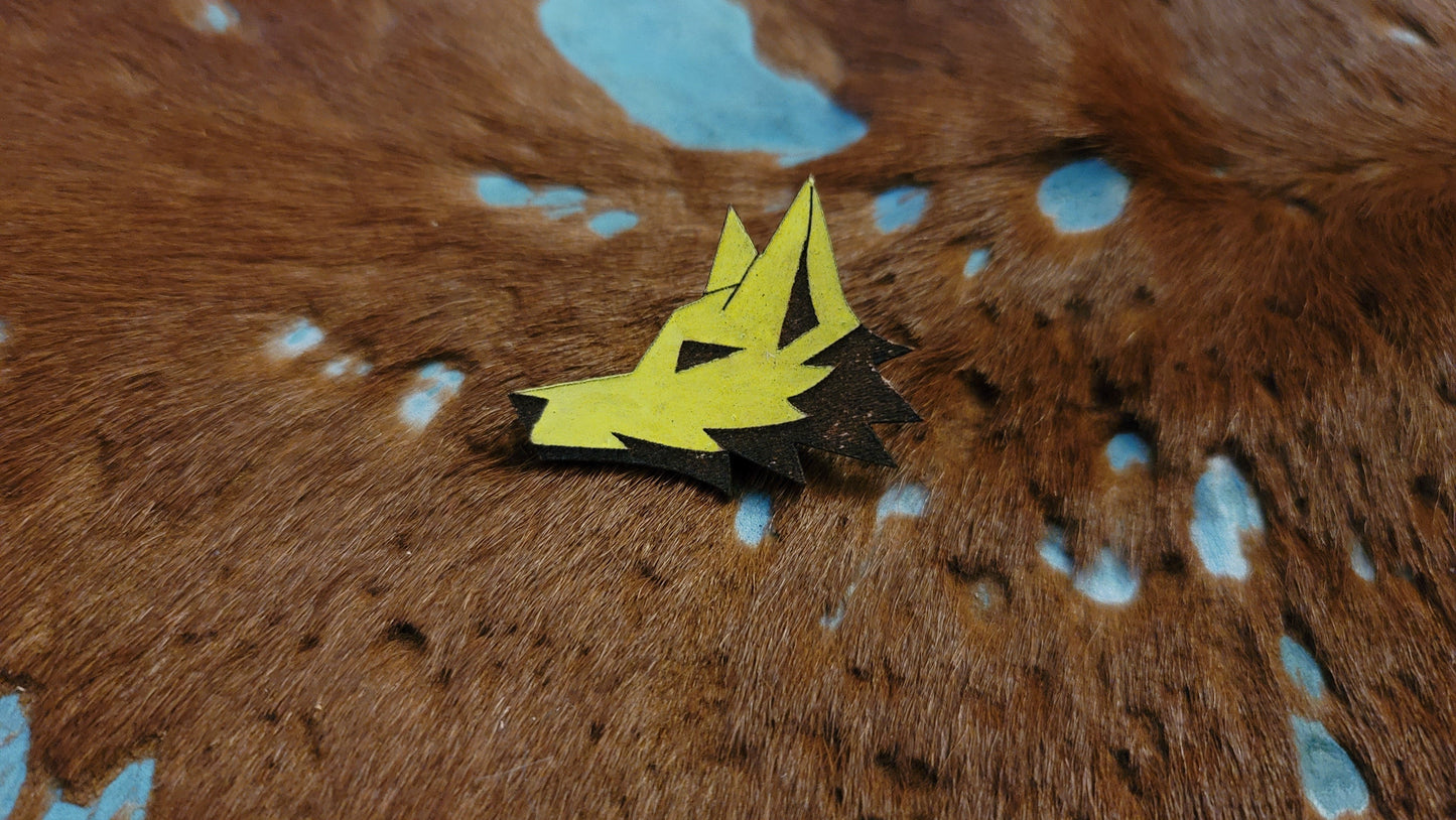 Furry Fox Head UV GLOW Leather Pins Lapel