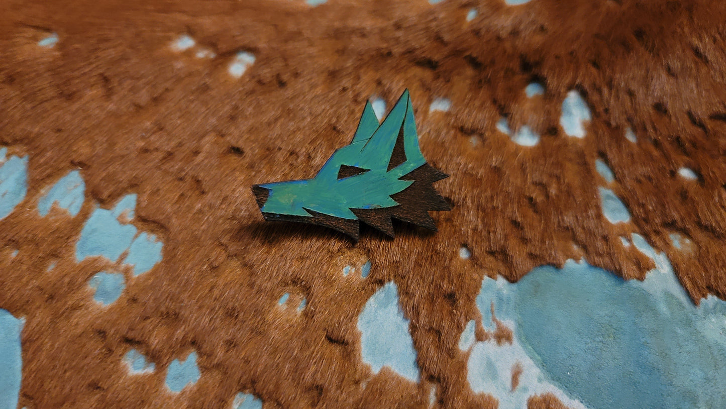 Furry Fox Head UV GLOW Leather Pins Lapel