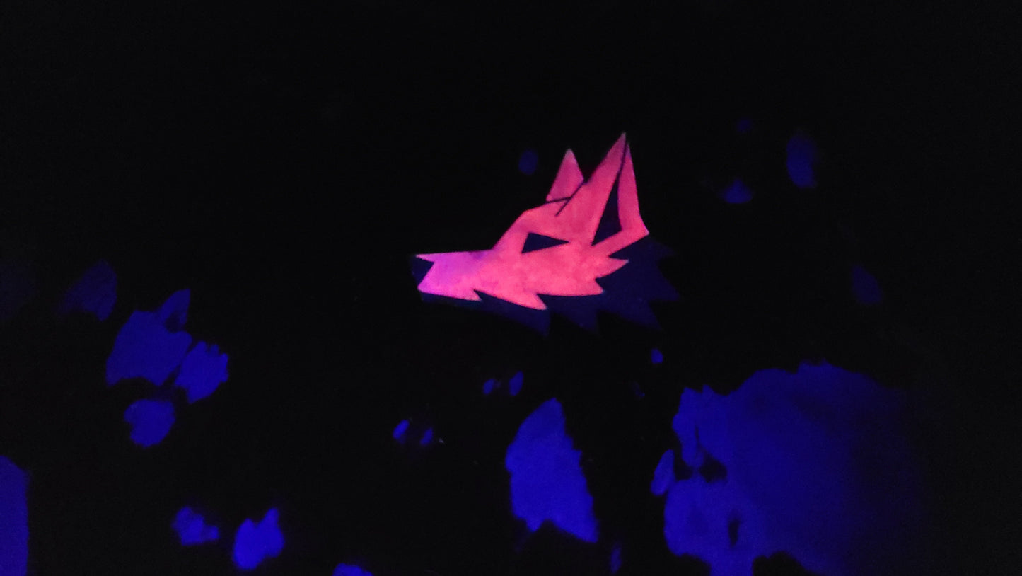 Furry Fox Head UV GLOW Leather Pins Lapel