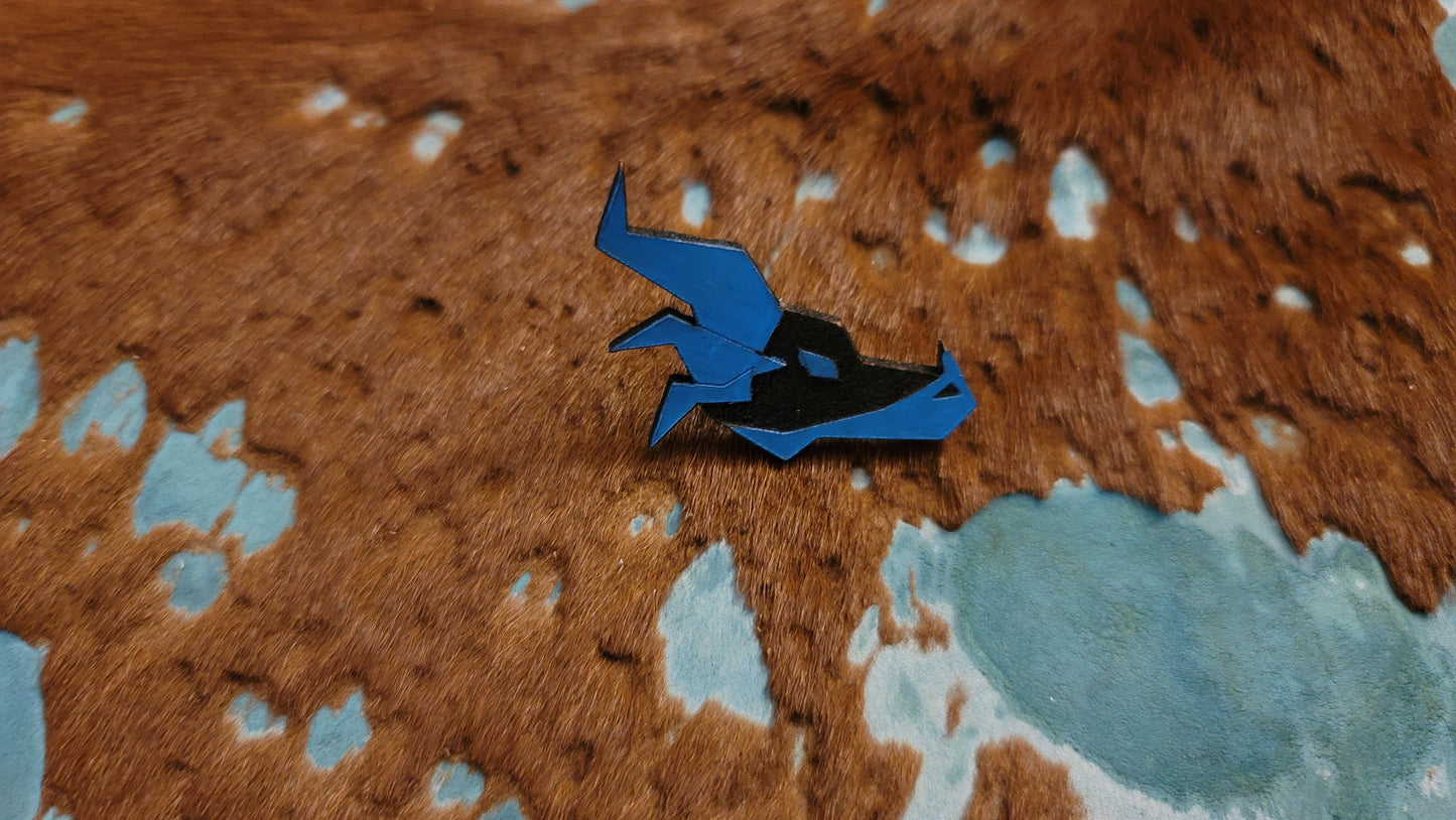 Furry Dragon Head UV GLOW Leather Pins Lapel