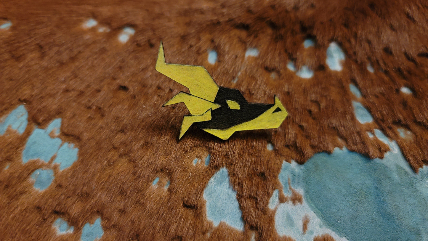 Furry Dragon Head UV GLOW Leather Pins Lapel